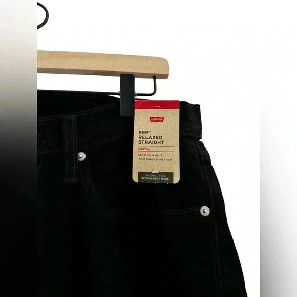 Levi’s Mens 559 Relaxed Straight Black Denim Jean Size 33x34 - Picture 9 of 16